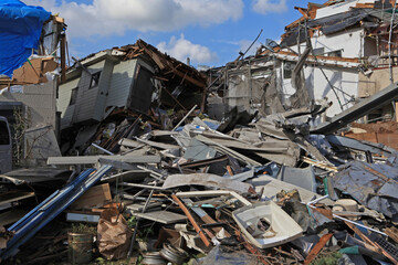 竜巻で倒壊した住宅(A house destroyed by a tornado)