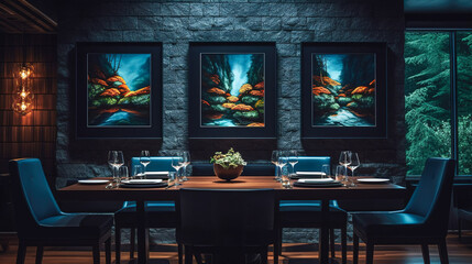 A taste of elegance, Stylish tables set the scene at a modern upscale gourmet restaurant, Generative AI