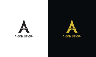 Letter A logo, eiffel tower design, vector graphics