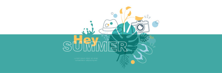 Greetings summer banner. Modern minimal design.