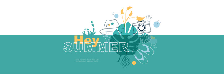 Greetings summer banner. Modern minimal design. © Stafeeva