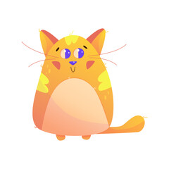 Cute Kawaii Cat Character happy animal. Orange Cute cat pet. Cartoon vector illustration. Happy kitten meow kawaii character