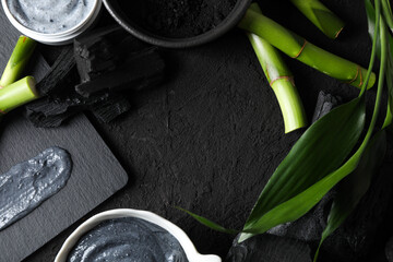 Concept of face and skin care - bamboo and charcoal
