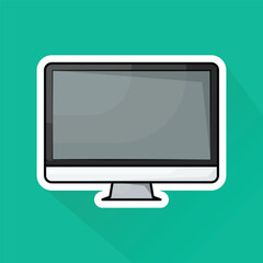 Illustration Vector of White Computer in Flat Design
