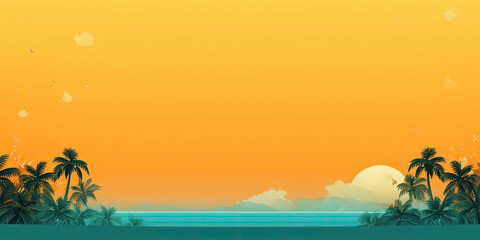 Fototapeta na wymiar Vibrant Summer sunshine background banner colorful illustration sunshine, Generated AI