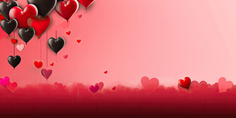 Valentine's Day background illustration banner hearts pink decoration, Generated AI