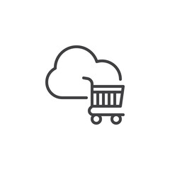 Cloud and shopping cart line icon