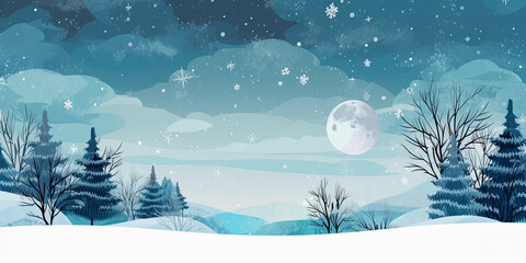snow winter background cold blue banner, Generated AI, Generated, AI