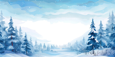 snow winter background cold blue banner, Generated AI, Generated, AI