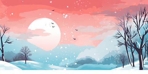 snow winter background cold blue banner, Generated AI, Generated, AI