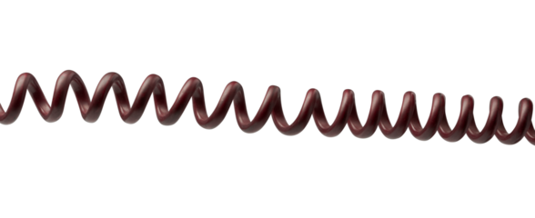 Red telephone wire isolated on white background