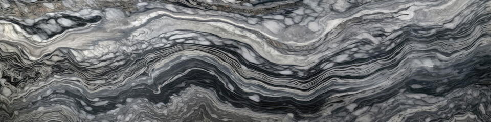 Fototapeta premium Marble Surface Texture Background Gray With Wavelike Patterns White And Silver. Generative AI
