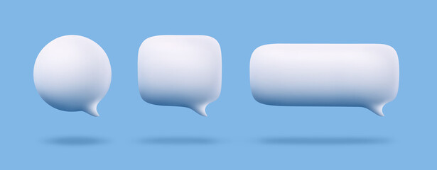 Speech bubble set isolated on blue background. Clipping path included