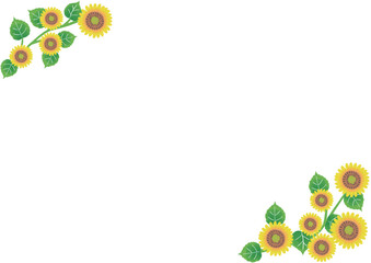 夏らしいひまわりの手描きベクターイラスト