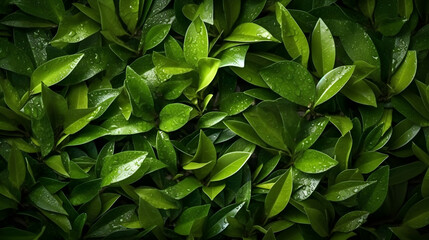 view of tea leaves from above ,greentea leaves texture wallpaper generative ai