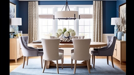 Generative AI, Transitional Dining Room: Classic meets Contemporary