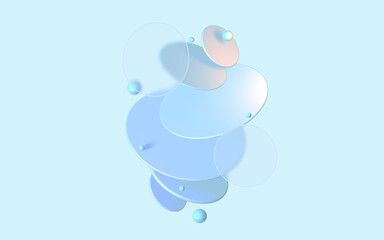 Abstract 3d glassmorphism background design with geometric spheres. Wallpaper, background for business presentations.