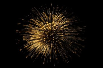 Golden Fireworks on Black Background Isolated. Celebration and Light. Generative AI illustrations.