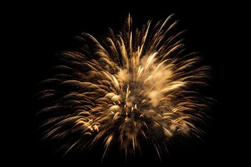 Naklejka premium Golden Fireworks on Black Background Isolated. Celebration and Light. Generative AI illustrations.