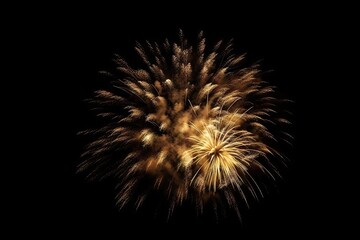 Fototapeta premium Golden Fireworks on Black Background Isolated. Celebration and Light. Generative AI illustrations.