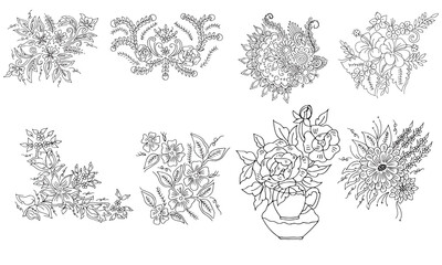 Set of Hand drawn flowers 