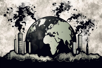 Planet Earth pollution problem, generative ai.