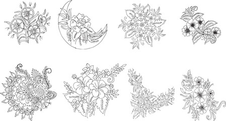 set of hand drawn flowers