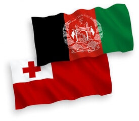 Flags of Kingdom of Tonga and Islamic Republic of Afghanistan on a white background