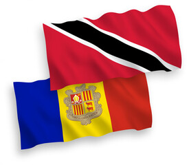 Flags of Republic of Trinidad and Tobago and Andorra on a white background