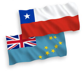 Flags of Tuvalu and Chile on a white background
