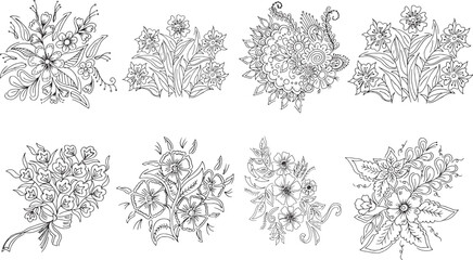 Set of Hand drawn flowers 