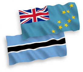 Flags of Tuvalu and Botswana on a white background