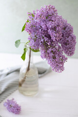 Fresh fragrant lilac flowers in the home interior