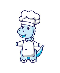 Blue Dinosaur Chef Cartoon