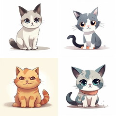 Obraz premium Cartoon character of cat on white background