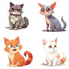 Obraz premium Cartoon character of cat on white background