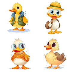 Cartoon character of duck on white background