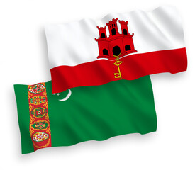 Flags of Turkmenistan and Gibraltar on a white background