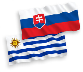 Flags of Slovakia and Oriental Republic of Uruguay on a white background