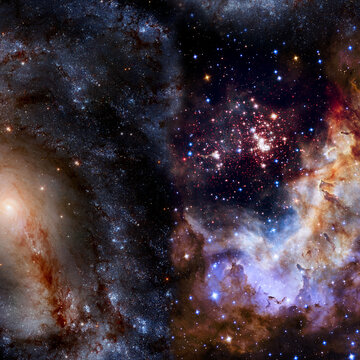 space landscape with bright stars and nebulae. Elements of this image furnished by NASA