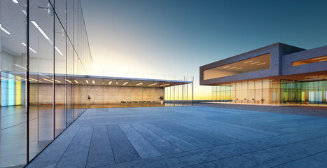 Obraz premium 3d Modern glass facade shop lot exterior