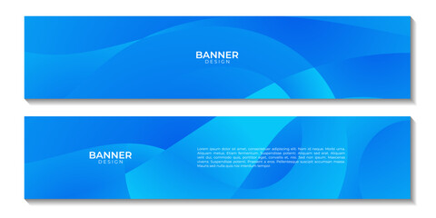 set of social media banners with abstract modern blue sea wave background. vector illustration