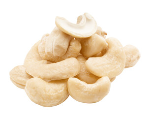 cashew nut isolated on white background, full depth of field