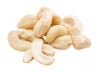 cashew nut isolated on white background, full depth of field