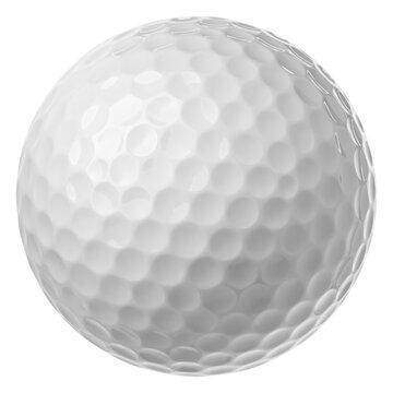 Golf ball isolated on white background, full depth of field