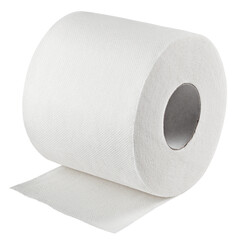 Toilet paper isolated on white background, full depth of field
