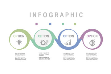 Multi color infographic elements design template, business concept with 4 steps  , circle shapes minimal style for workflow layout, diagram, annual report, web design.Creative banner, label vector
