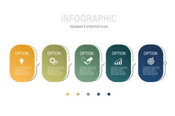 Multi color infographic elements design template, business concept with 5 steps  , rectangle shapes  for workflow layout, diagram, annual report, web design.Creative banner, label vector