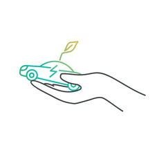 Hand with eco car.