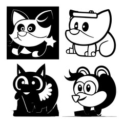 characters vector design black and white